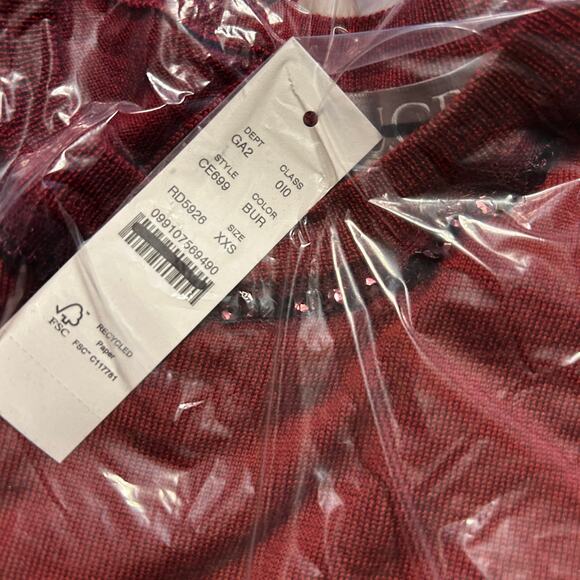 J Crew Carolyn Embellished Fitted Sweater XXS Burgundy Red NWT Wool CE699 J.Crew - Picture 4 of 5